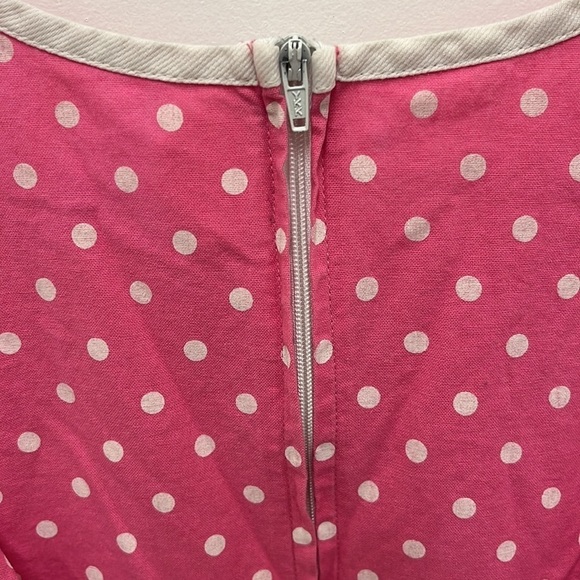 Vintage 100% Cotton Pink Polka Dot Sleeveless Dress Girls 8 Cottagecore Prairie - Picture 5 of 7